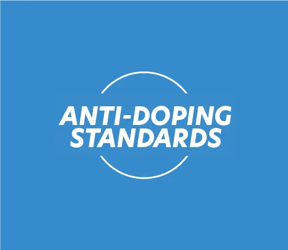 Anti-doping approved white text on blue background. Certifies that Protéalpes products contain no sweeteners or additives and are safe for athletes.