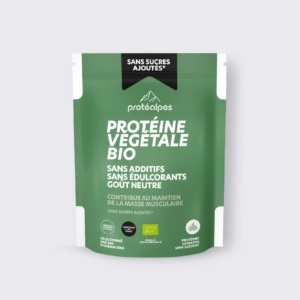 Poudre de protéines végétales bio Protéalpes, sans additifs ni édulcorants, pour un soutien musculaire naturel et sain.