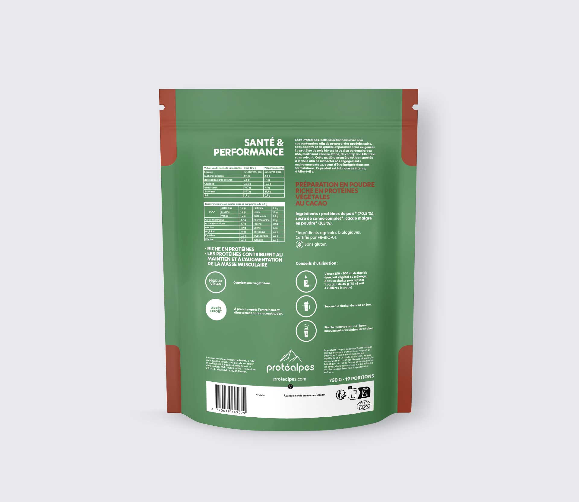 Poudre de protéines végétales sans additifs, idéale pour les sportifs. Ingredients de qualité supérieure, spécialement pour les Suisses.